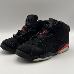 Nike Air Jordan 6 Retro Infrared BLACK RED‎ GS Size 2 Sneakers Rare OG